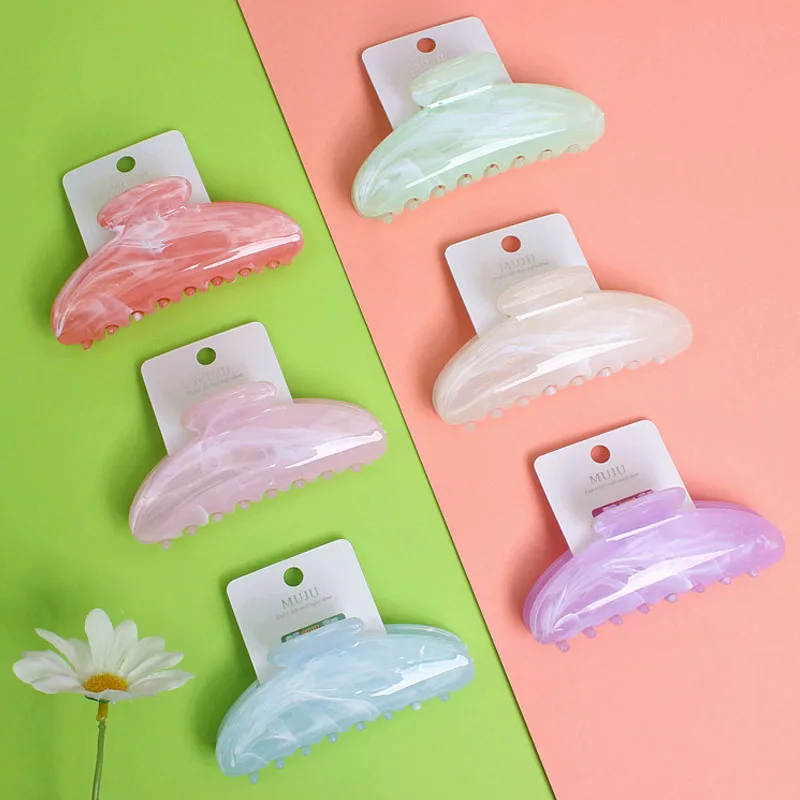 Acetate Marble Hair Claw Vintage Hair Clip Acrylic Hairpins Headwear Large Hair Crab Clamp Women Hair Accessories