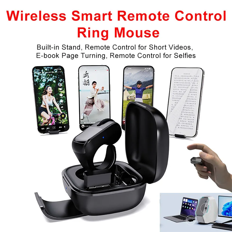 Image of Kabellose Smart-Fernbedienung mit Ringmaus, Multifunktionale Touch-Fernbedienung, 2,4G Bluetooth-kompatibel für Selfies und Kurzvideos