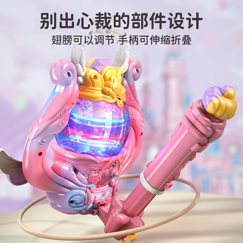 عصا Little Fairy Magic قابلة للطي وموسيقى خفيفة دوارة رائعة، هدية فتاة المصباح السحري للأميرة، XT202