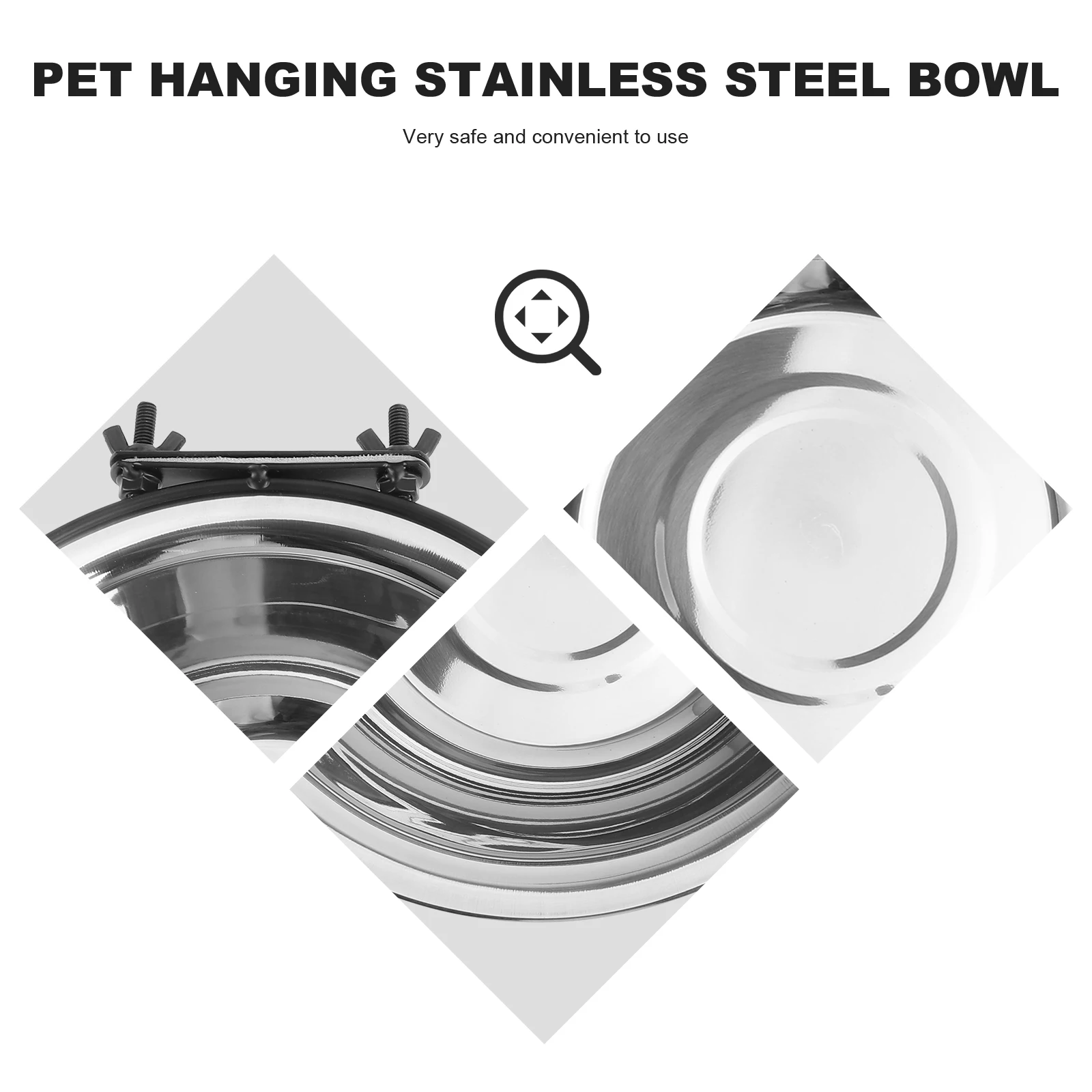 

21Cm Stainless Steel Hanging Pet For Dog Cat Cage Bowl Easy Clean Safe Food Water Container For Indoor Animals Durable Pet Feed
