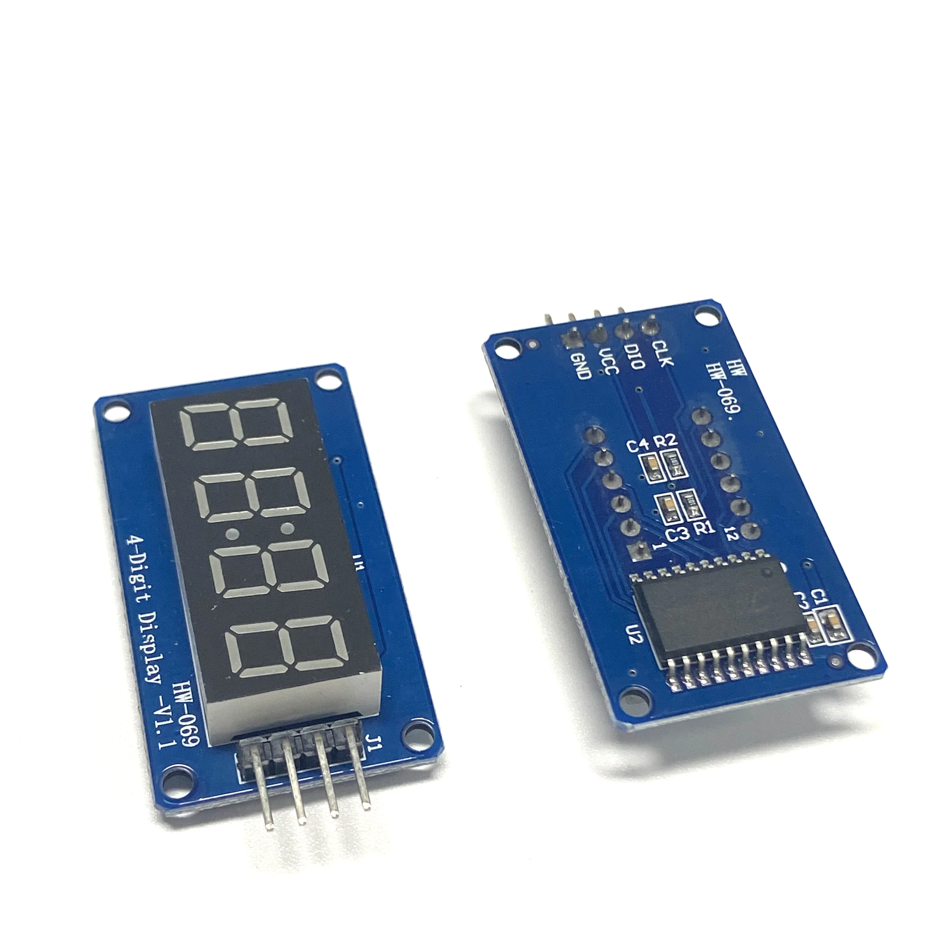 Módulo de Display Digital de 4 Dígitos, Brilho Ajustável LED, Pontos do Relógio, Building Blocks, Acessórios