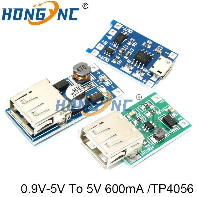 Módulo de refuerzo DC-DC (0,9 V ~ 5 V) Módulo de refuerzo convertidor de refuerzo de 600 mA Placa de refuerzo de energía móvil USB 18650 5V 1A