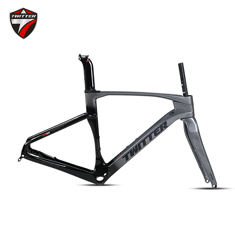 

TWITTER V3 Barrel Axle 12*142mm T900 Carbon Fiber Gravel Frame Disc Brake Version T47 Thread BB386 Press-Fit 45/48/50/52/54cm