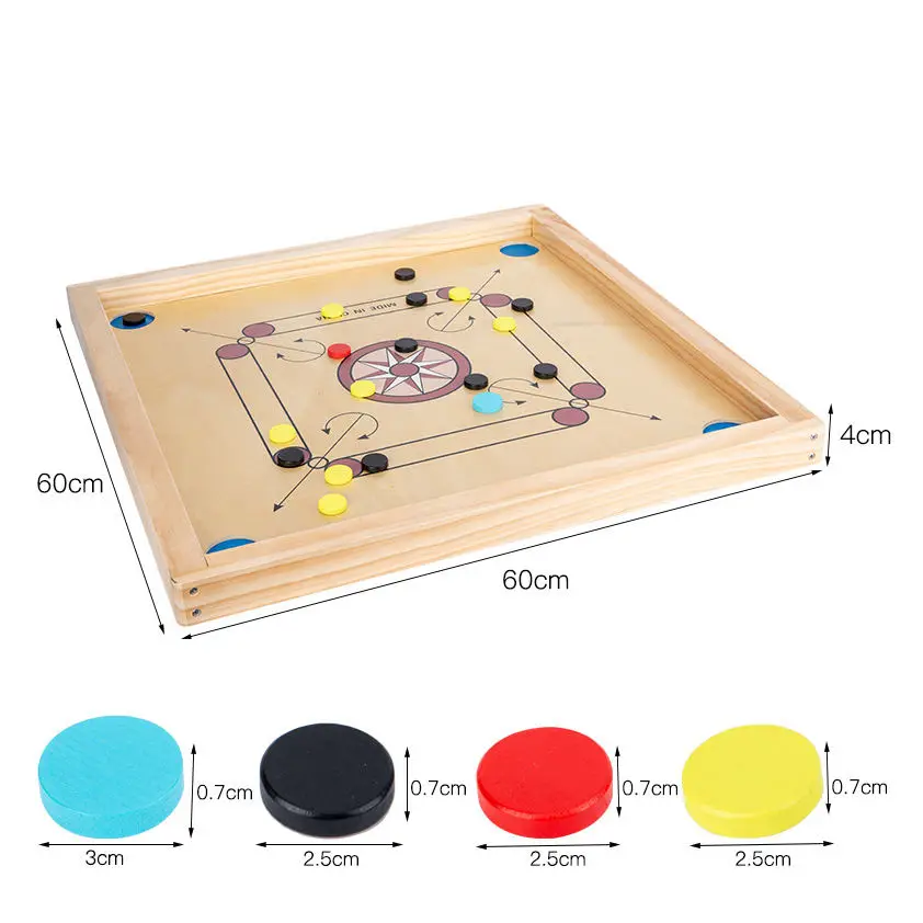 لعبة لوحة الطاولة عالية الجودة مخصصة مجموعة Carrom الخشبية التفاعلية بين الوالدين والطفل شعار مخصص