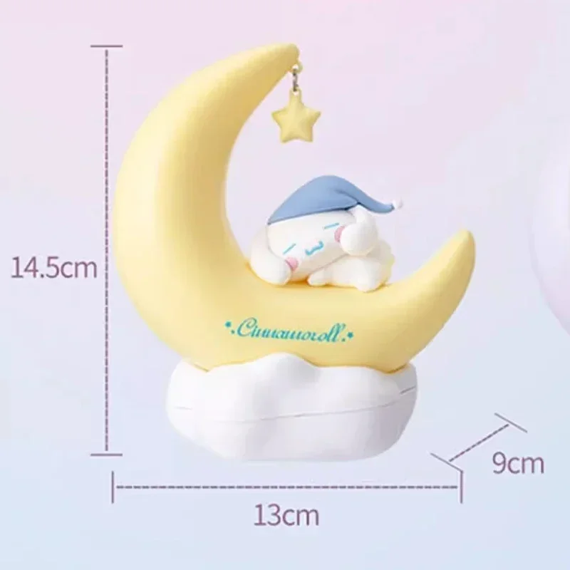 Cinnamoroll Kuromi 달빛 야간 조명 귀여운 초승달 모양 책상 램프 3가지 색상 모드 USB 전원 분위기 침실 장식