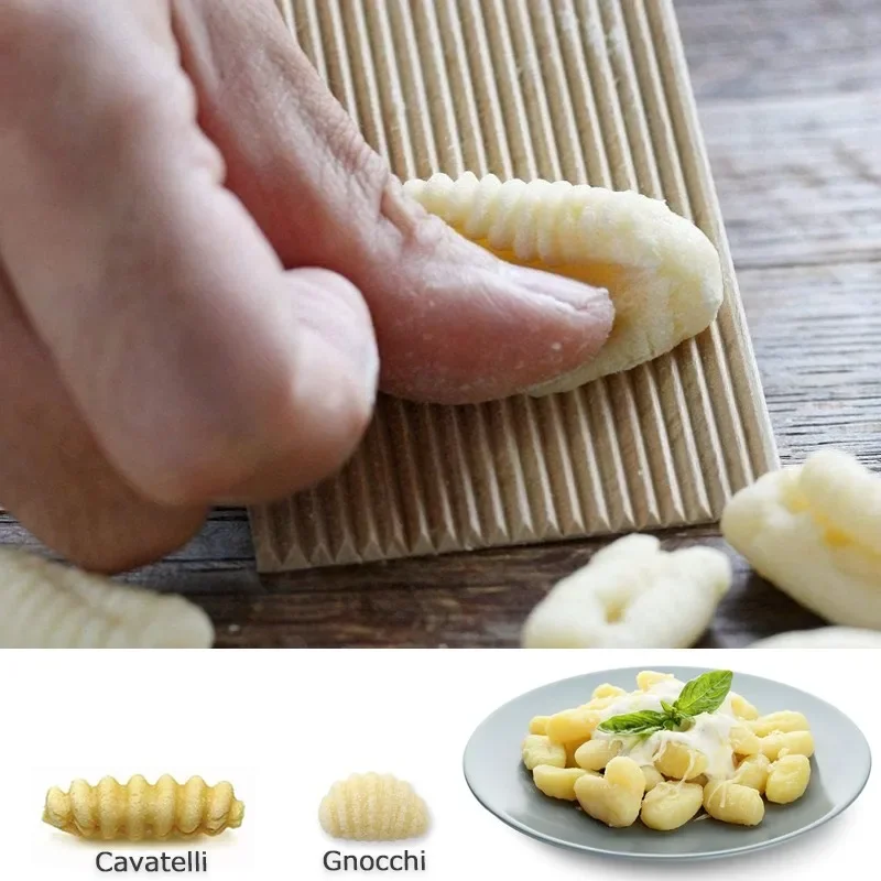 Garganelli and Gnocchi Stripper Wood Paddle Board Italian Pasta Making Tools for Homemade Cavatelli Garganelli Pasta Maker