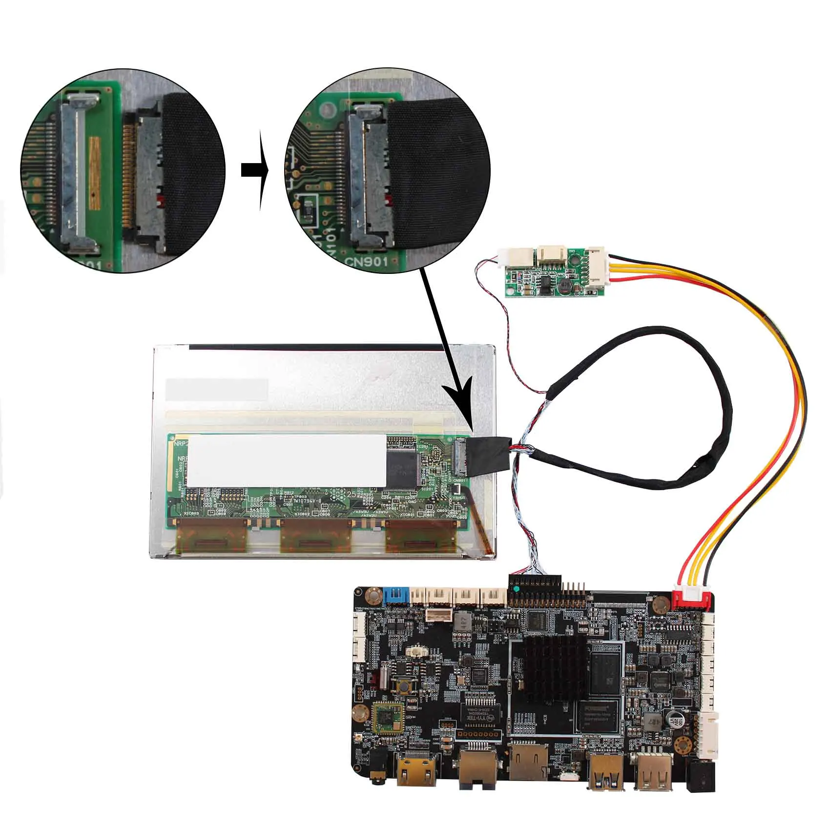 Écran LCD 5.6 pouces 1024x600 et carte contrôleur USB Android 11 HD-MI