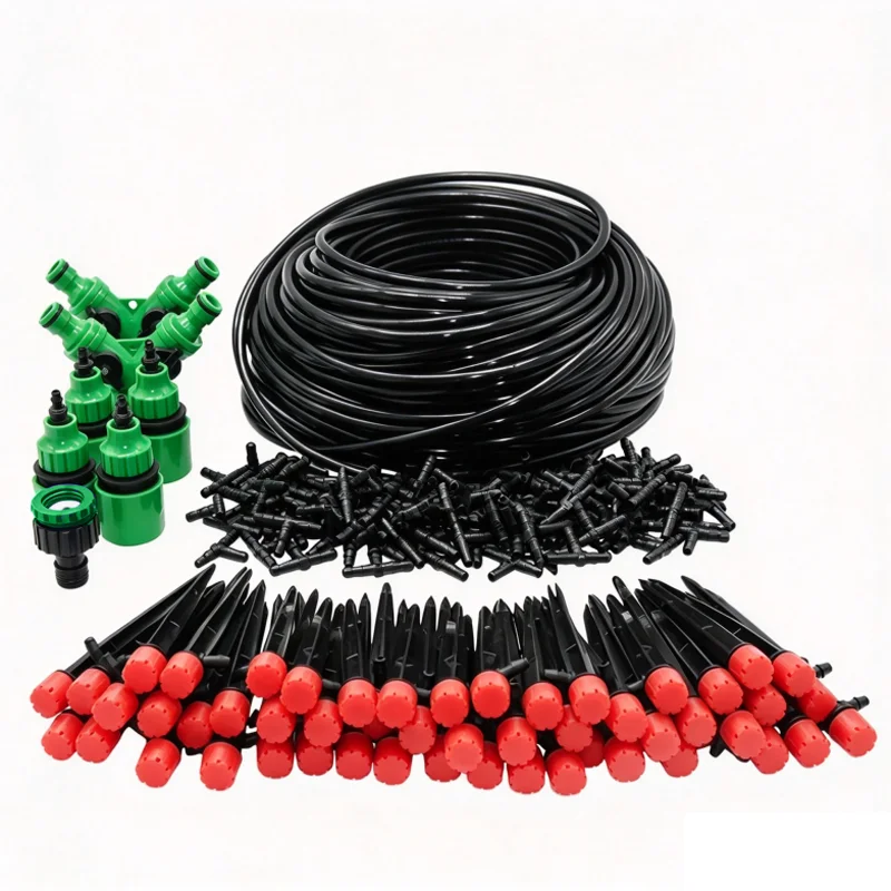 5-50M Automatic Garden Watering System DIY Water Drip Irrigation System Plant Watering Kit Red Drippers Set