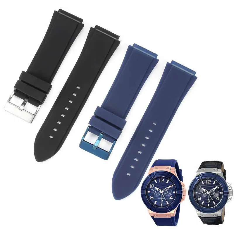 Rubber Silicone Watch Band For GUESS U0247G3 W1058G2 W0040G3 Series Watch Strap 22mm Quality Sport Waterproof Wrist Bracelet