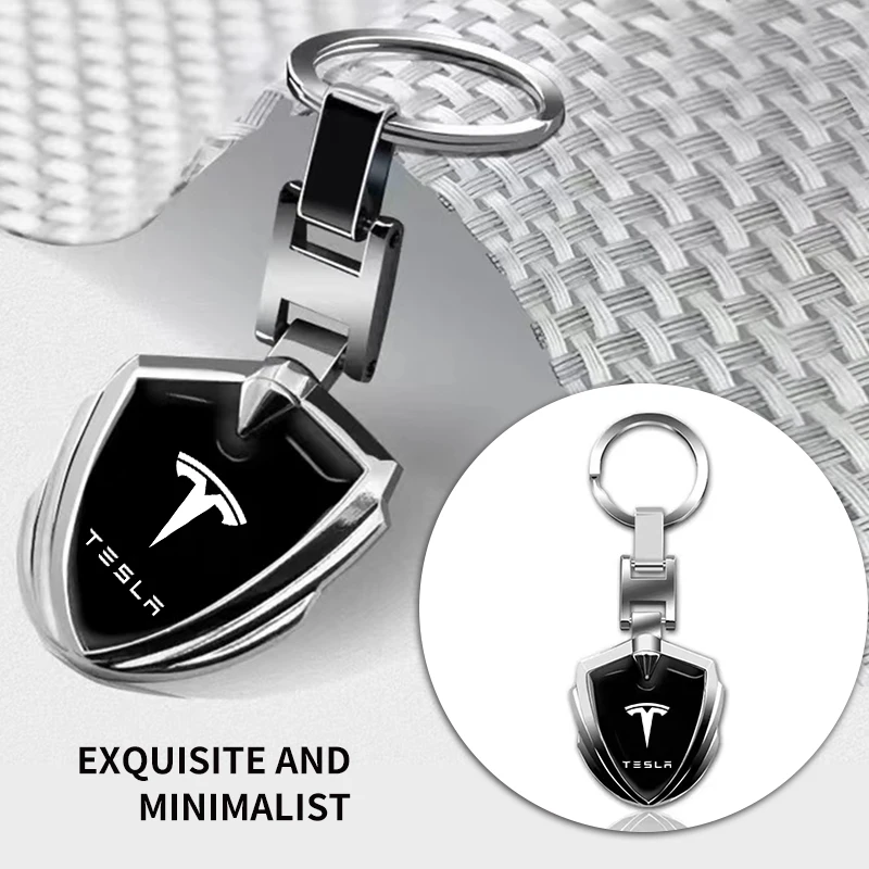 

Car Stying Badge 3D Metal Key Rings Shield Shaped Keychain For Tesla Model 3 2022 S X Y Style Roadster Invader Coil Mod WYE K80