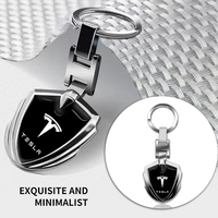 Car Stying Badge 3D Metal Key Rings Shield Shaped Keychain For Tesla Model 3 2022 S X Y Style Roadster Invader Coil Mod WYE K80