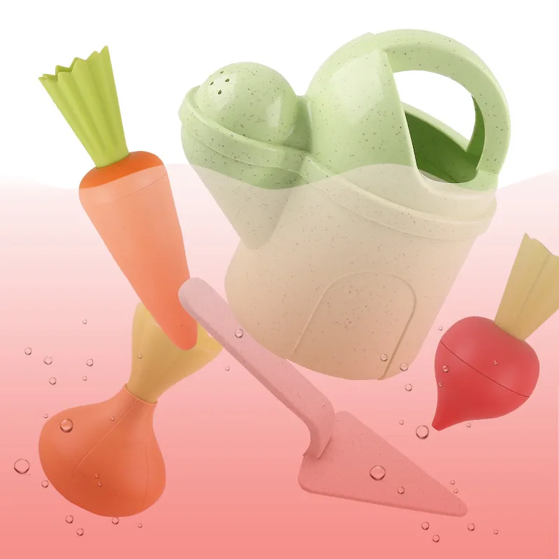Children's beach toys wheat straw shovel growing vegetables play house toys play sand straw radish potted plant set