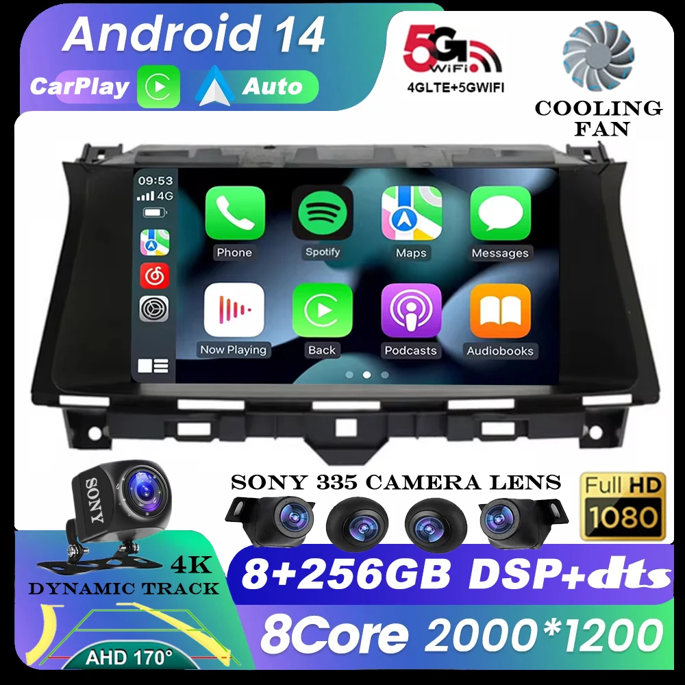 

Автомагнитола на Android 14 для Honda Accord 8 Crosstour 2008-2012, мультимедийный видеоплеер с GPS, стерео, автонавигация, QLED BT