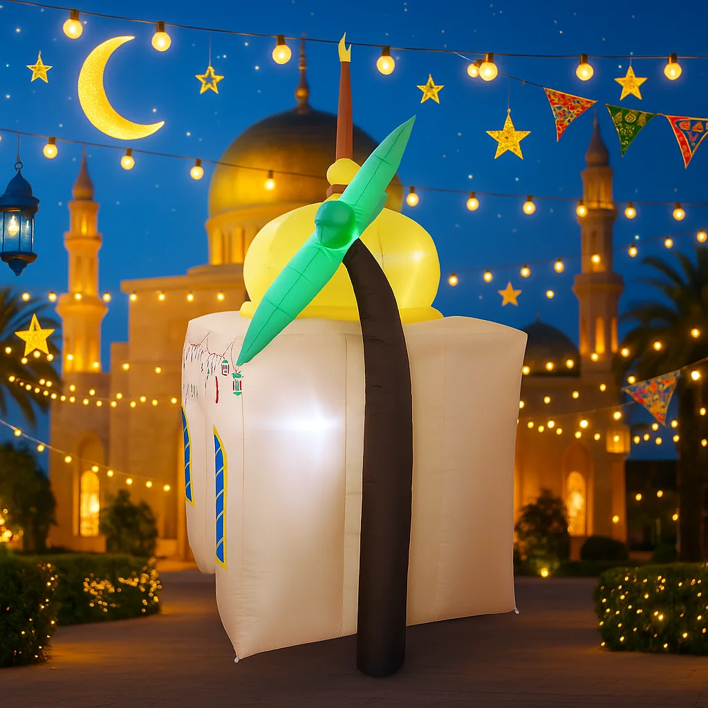 2.4M/7.8FT 무슬림 라마단 이드 풍선 장난감 DIY 축제 건축물 LED 조명 마당 장식 야외 휴일 장식품