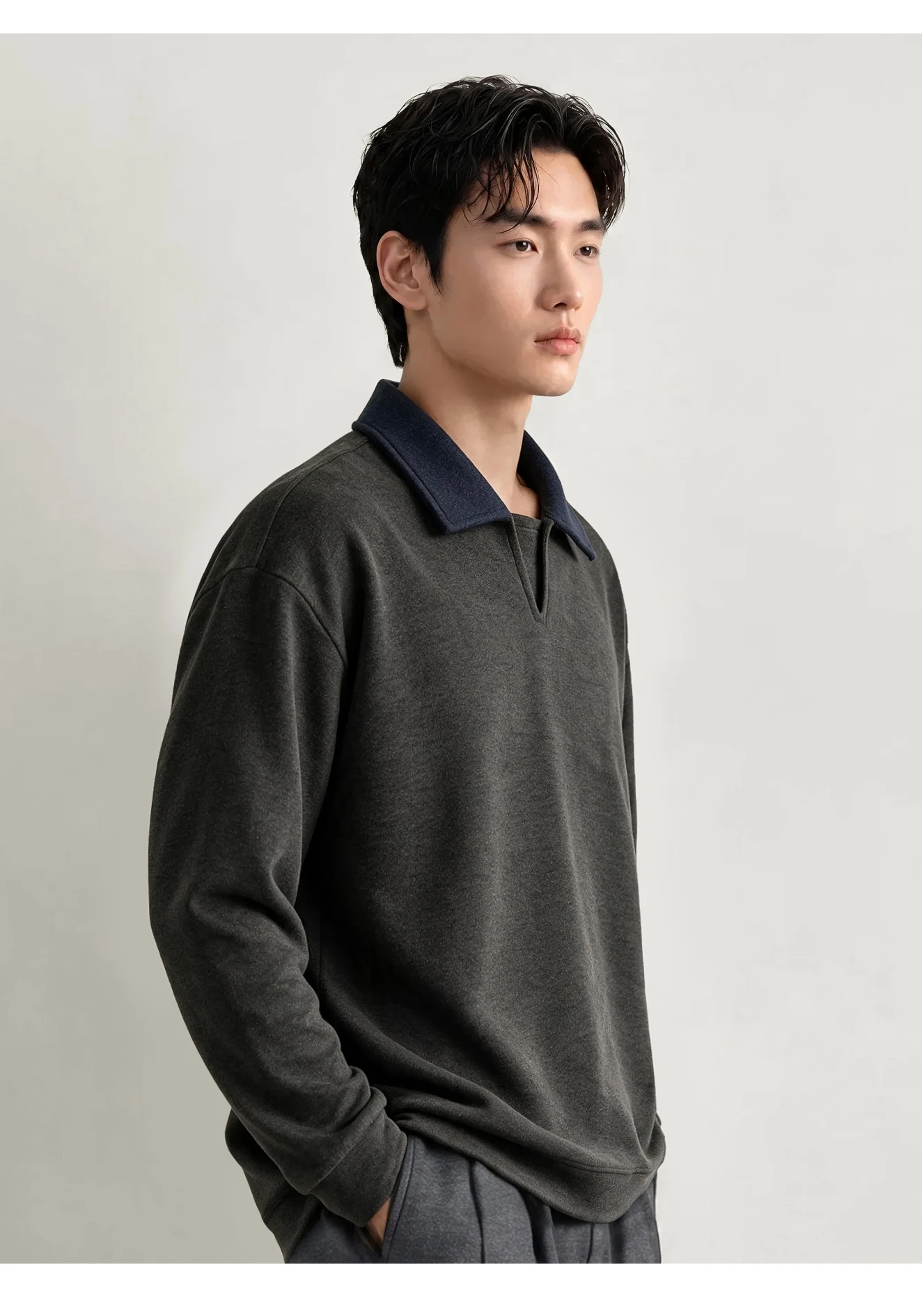 Men Splice Collar Loose Casual Pullover Sweatshirts Autumn Winter Streetwear Vintage Fashion Hoodies Sweatshirts Coat Tops
