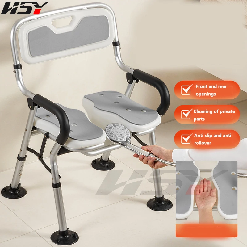 Bathroom Chair Foldable Shower Chair Auxiliary Bath Seat For The Elderly Four Gear Height Adjustable Bathroom Bench