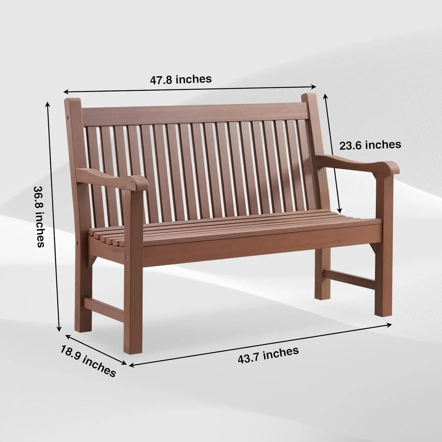 Banc de jardin en bois XR, banc d'extérieur tous temps qui ne pourrit et ne se décolore jamais, imbibé pour le jardin, le porche, 2 hypothèques