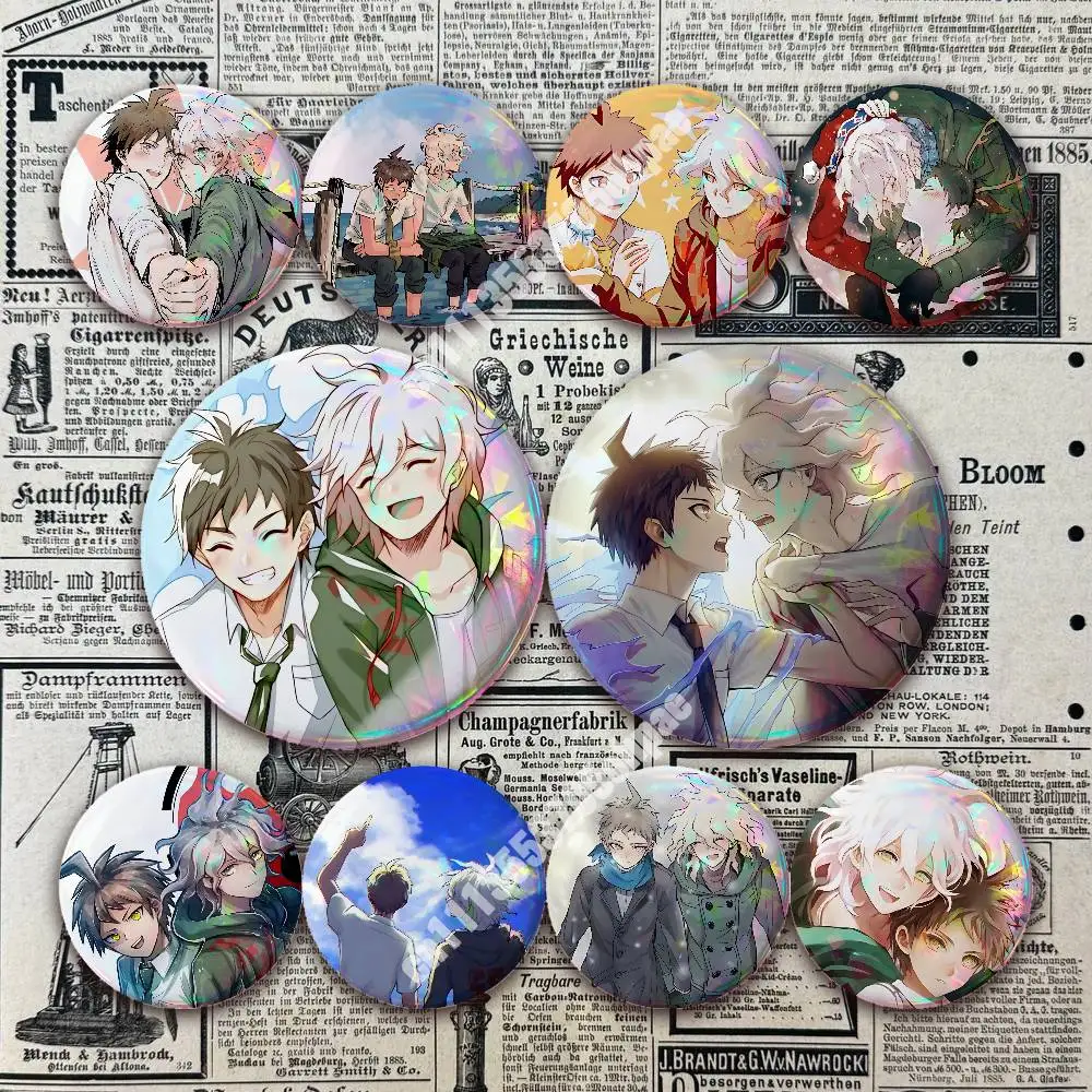Komahina Danganronpa Komaeda & Hinata Pin Badge 2PC Sets for Bags & Clothes & Accessories Metal Button Stylish Decoration