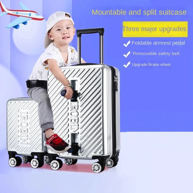 

Luggage Can Sit and Rride on Trolley Case Children's Suitcase Baby Lazy Trunk Bag Detachable Travel Bags Rolling Luggage Set