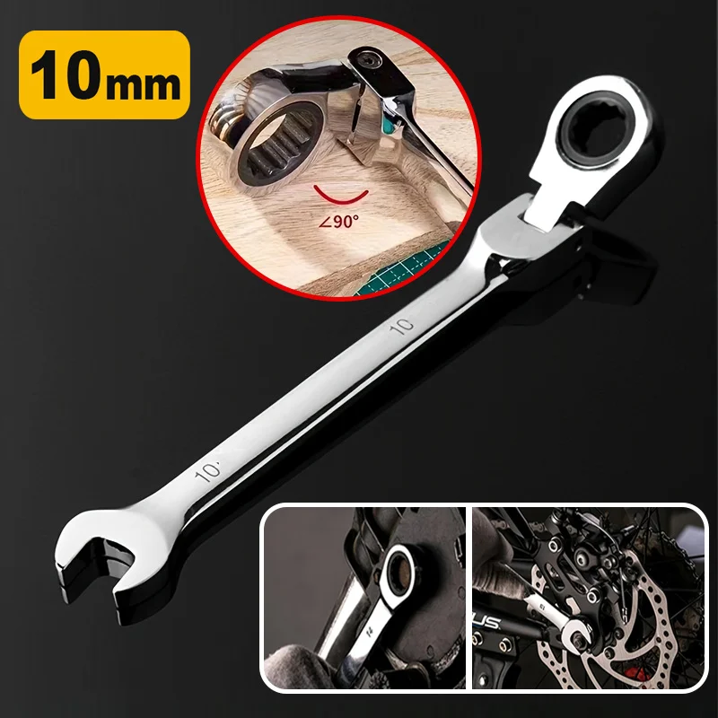 10mm 72-Teeth Ratchet Wrench, Dual-use, Quick Shift, 180° Swivel Head, Durable Mechanics Mirror Finish Hand Tools Ratchet Wrench