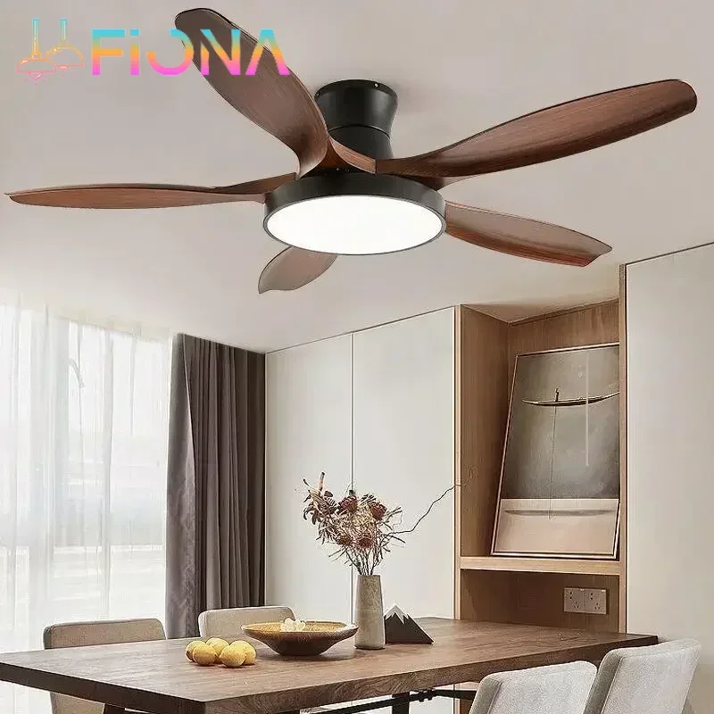 48 52 60 Inch DC Led Light Large Ceiling Fans With Light Remote Control Living Bedroom Ceiling Fan With Lights 220V 110V Fans