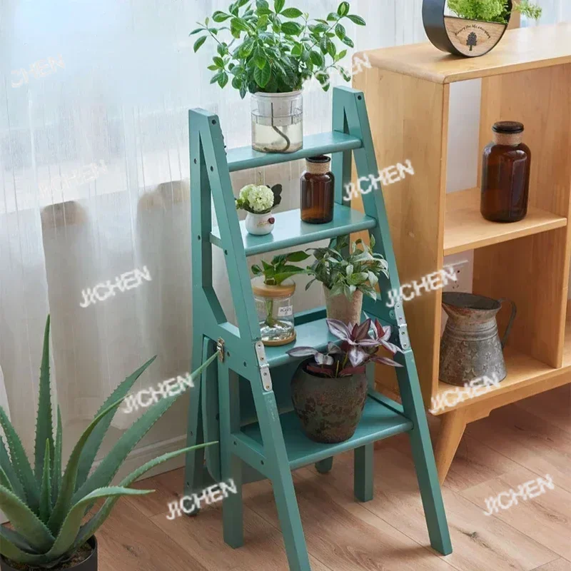 JC 室内クライミング用ハイチェア キッチン用無垢材頑丈なラダーチェア 多機能ラダースツール 折りたたみ式ステップラダー