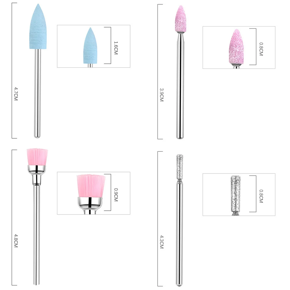 10pcs Nail Grinding Diamond Manicure Drill Bits For Electric Nail File Machine Polishing Peeling Care Tool Accessories