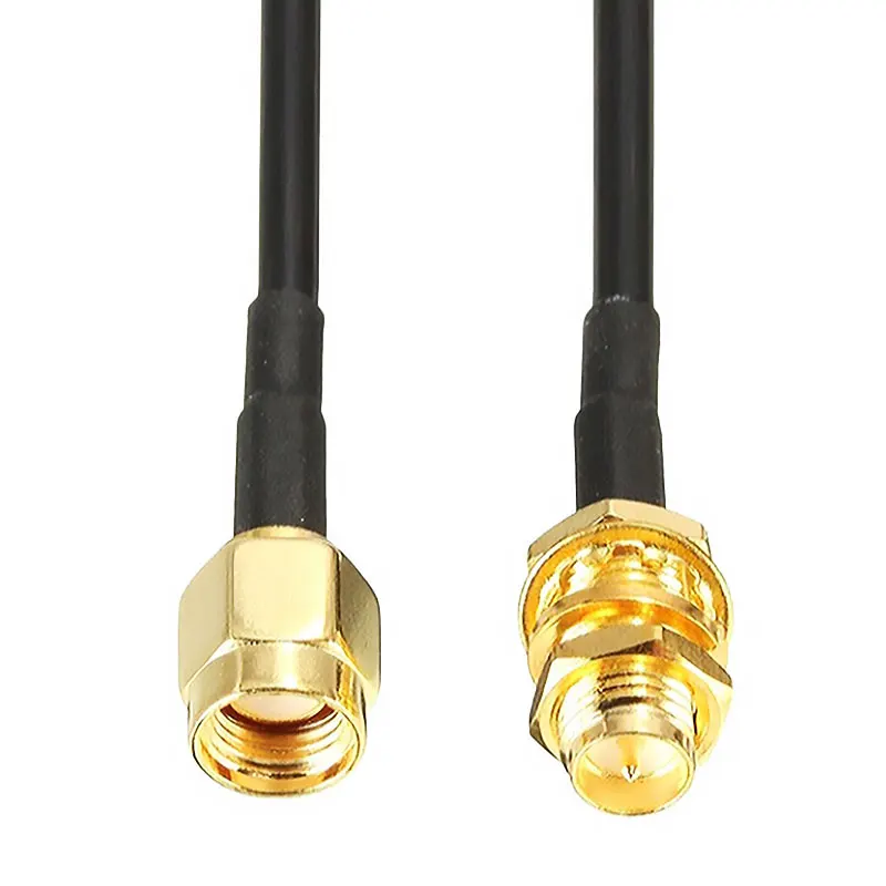 RP-SMA SMA Connector Male to Female Extension Cable Copper Feeder Wire for Coax Coaxial WiFi Network Card RG174 Router Antenna