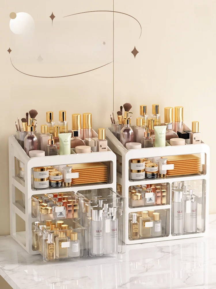

Rectangular Transparent Cosmetic Storage Box Lipsti Puff Small Items eup Bru Der Organizer Long Rectangle Box