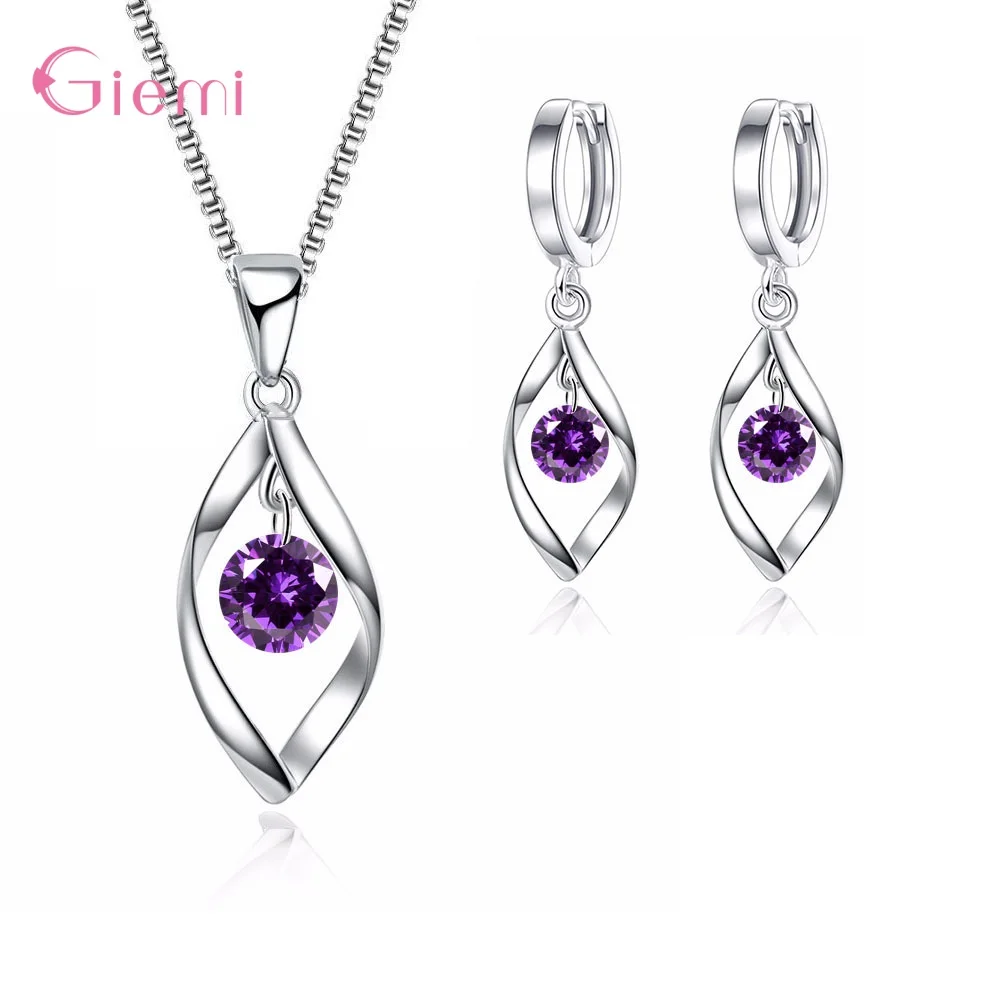 

S925 Sterling Silver Water Drop Cubic Zircon Necklace Earrings Bridal Jewelry Sets for Women Party Gifts Accessory Wholesale