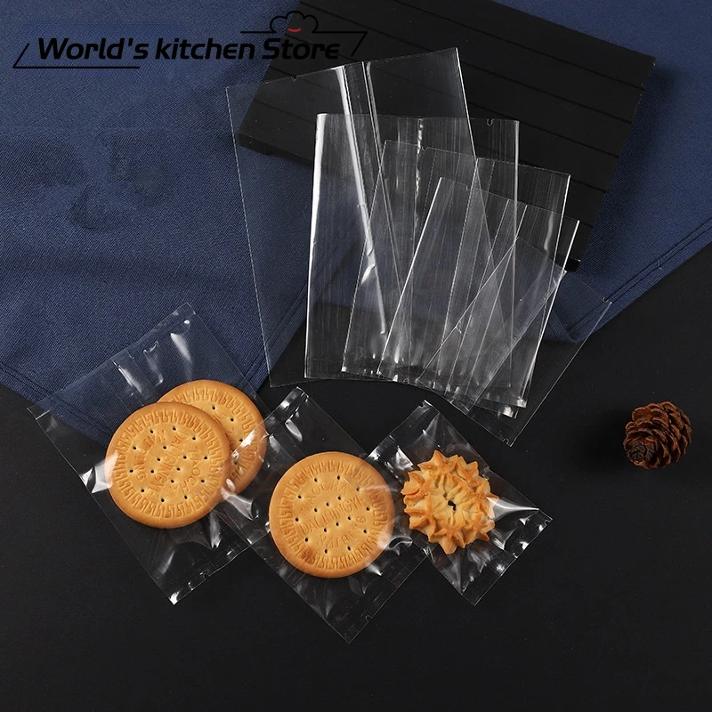 

100Pcs Transparent Machine Seal Bags Clear Food Biscuit DIY Baking Cake Bag Decoration Gift Cookie Packing Flat Plastic