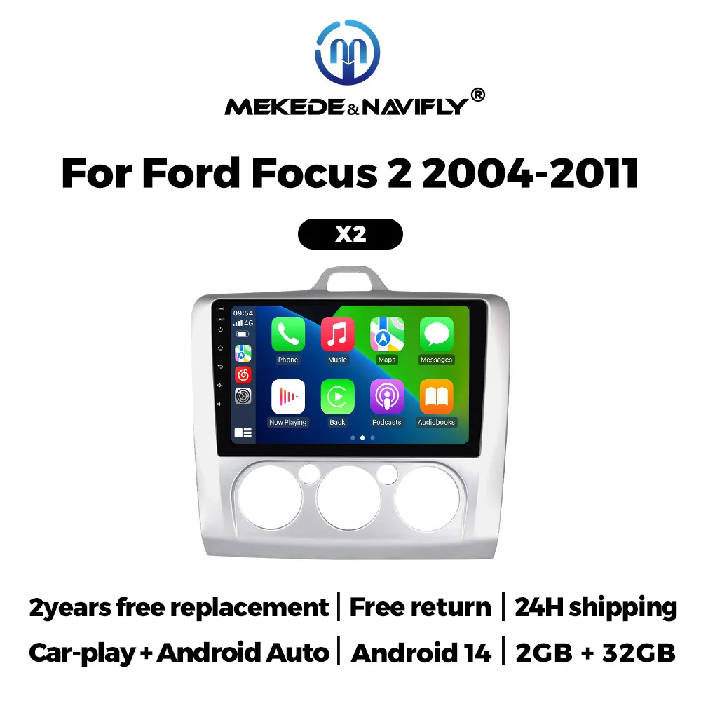 Android 14 Car Radio 2G+32G 9-inch Wireless Carplay For Ford Focus 2 3 Mk2 Mk3 2004-2011 Navigation GPS Multimedia Video Player