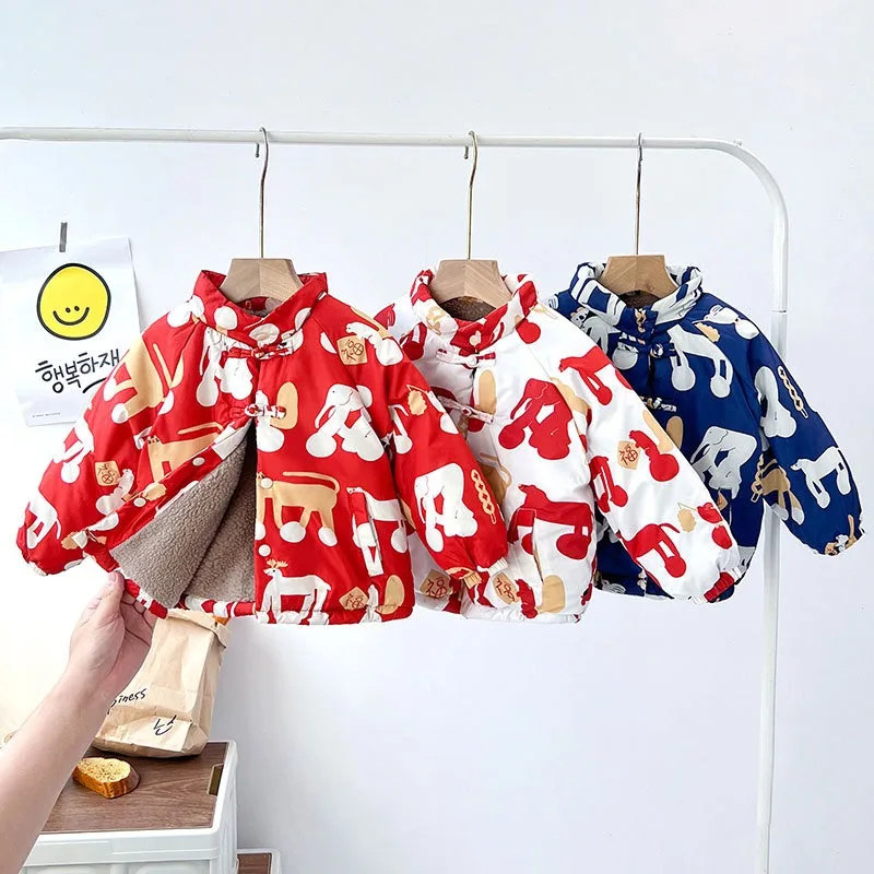 

Children's Double-sided Children's Cotton-padded Clothes Baby Cotton Clothes for Boys Girls Autumn Winter National Style Coat