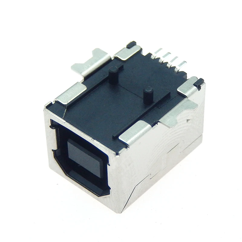 5PC USB 2.0 Connector Socket Jack Female Type B 90/180 Degree Connector Soldering PCB Connector D Printer Interface White/Black