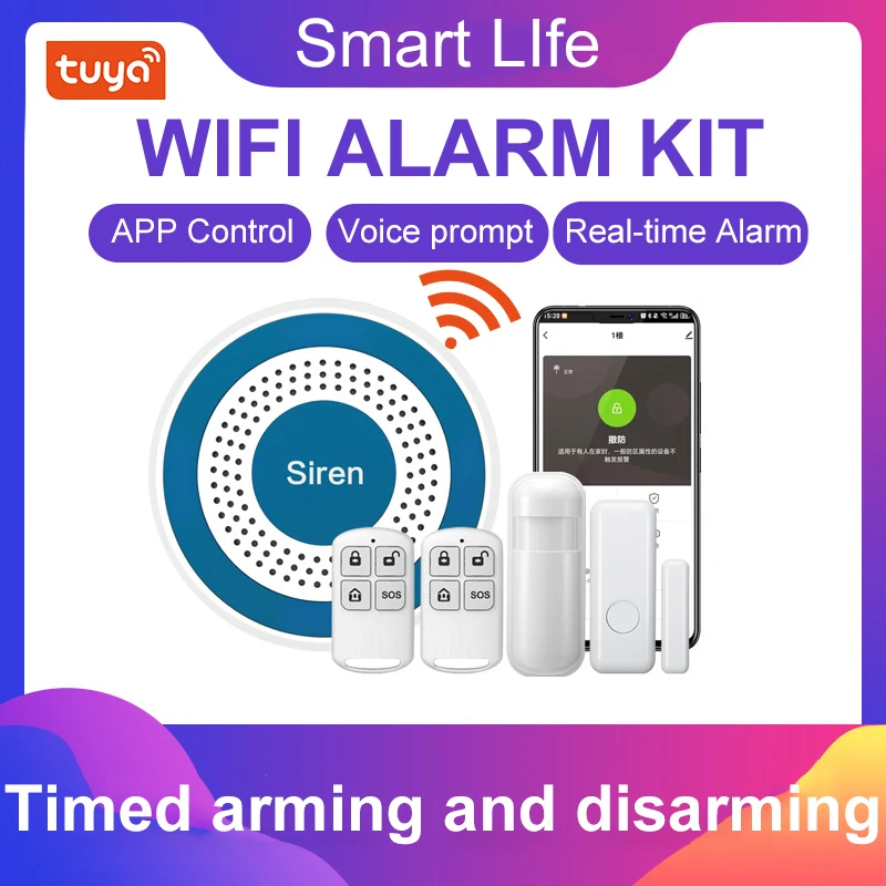 

Мини-сигнализация Tuya Wi-Fi, сирена, беспроводная сигнализация, 433 МГц, звук и свет, внутренняя стробоскопическая сирена, звуковая сирена с высоким децибелом для домашней безопасности