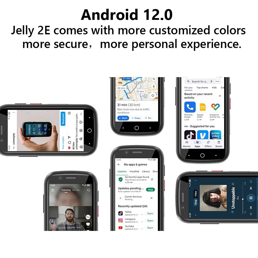 Unihertz Jelly 2E мини-смартфон, Android 12, 4 Гб 64 ГБ, 2000 мАч, 16 МП, 4g