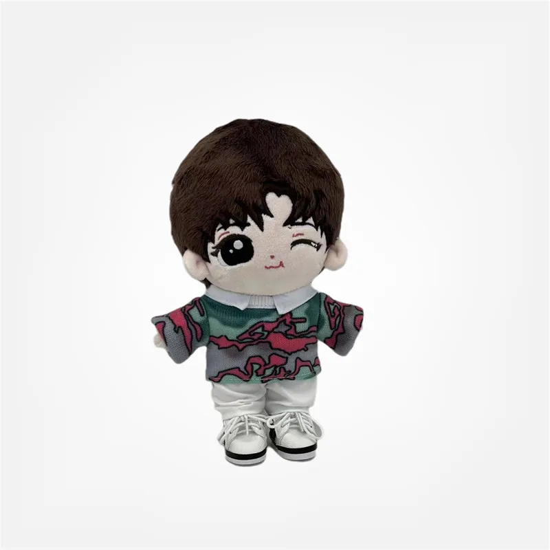 New HK Mirror band 20CM star doll and doll clothes printed sweater denim suit 20CM plush stuffed doll accessories