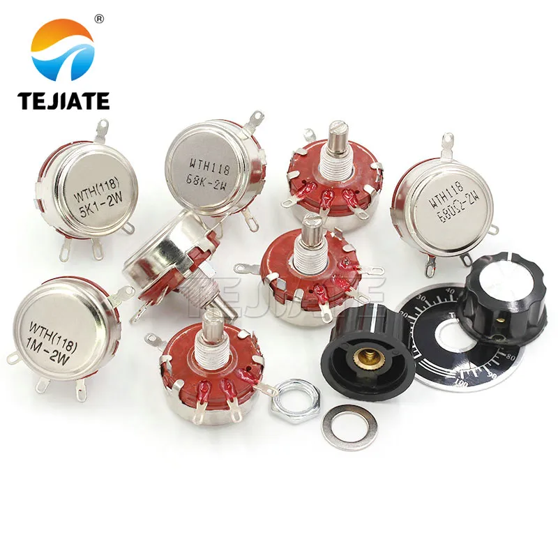 

WTH118-1A 2W single-turn carbon film potentiometer + knob + scale 1K/2K/24K/10K/100K/47K