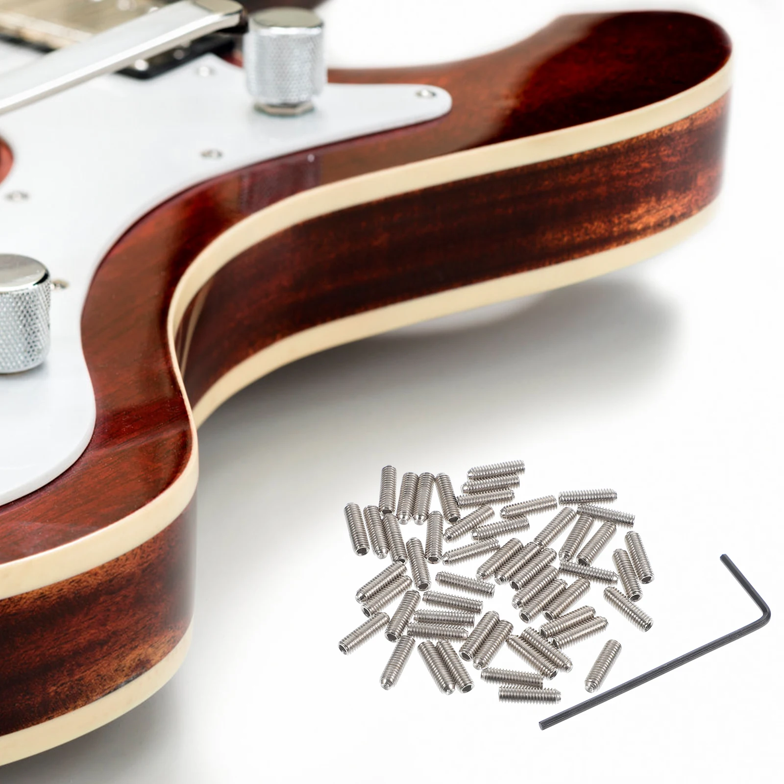 

1Set Metal Guitar Bridge Saddles Screws Wrench High Durability Not Easy Deform Guitar Supplies Bridge Saddles Screws