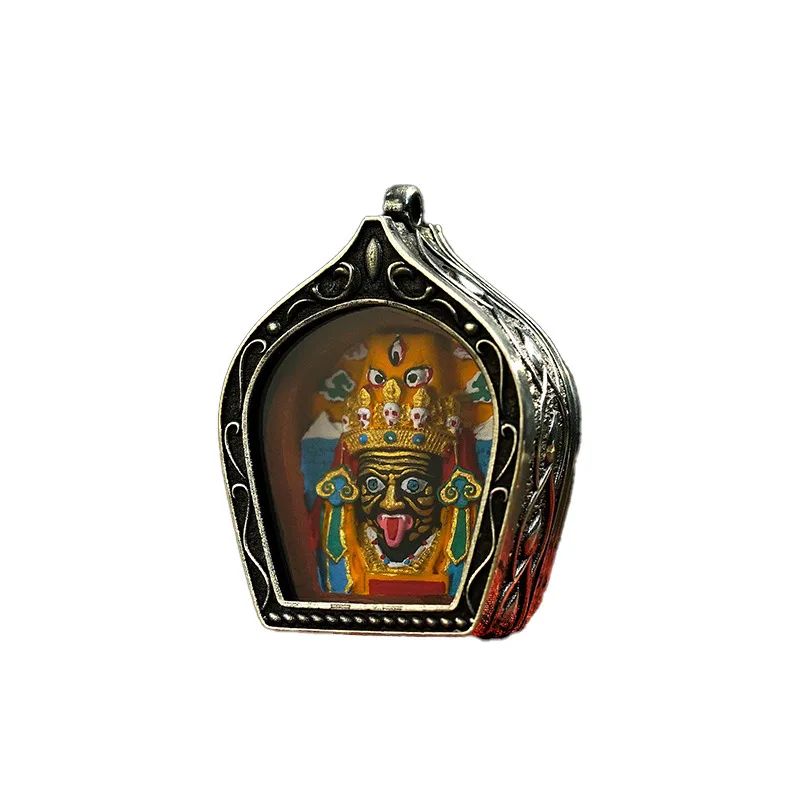 1pcs White Copper Single Side Amulet Buddha Pendant Pure Hand-painted 3D Thangka Box Accessory Necklace High Quality Ornament