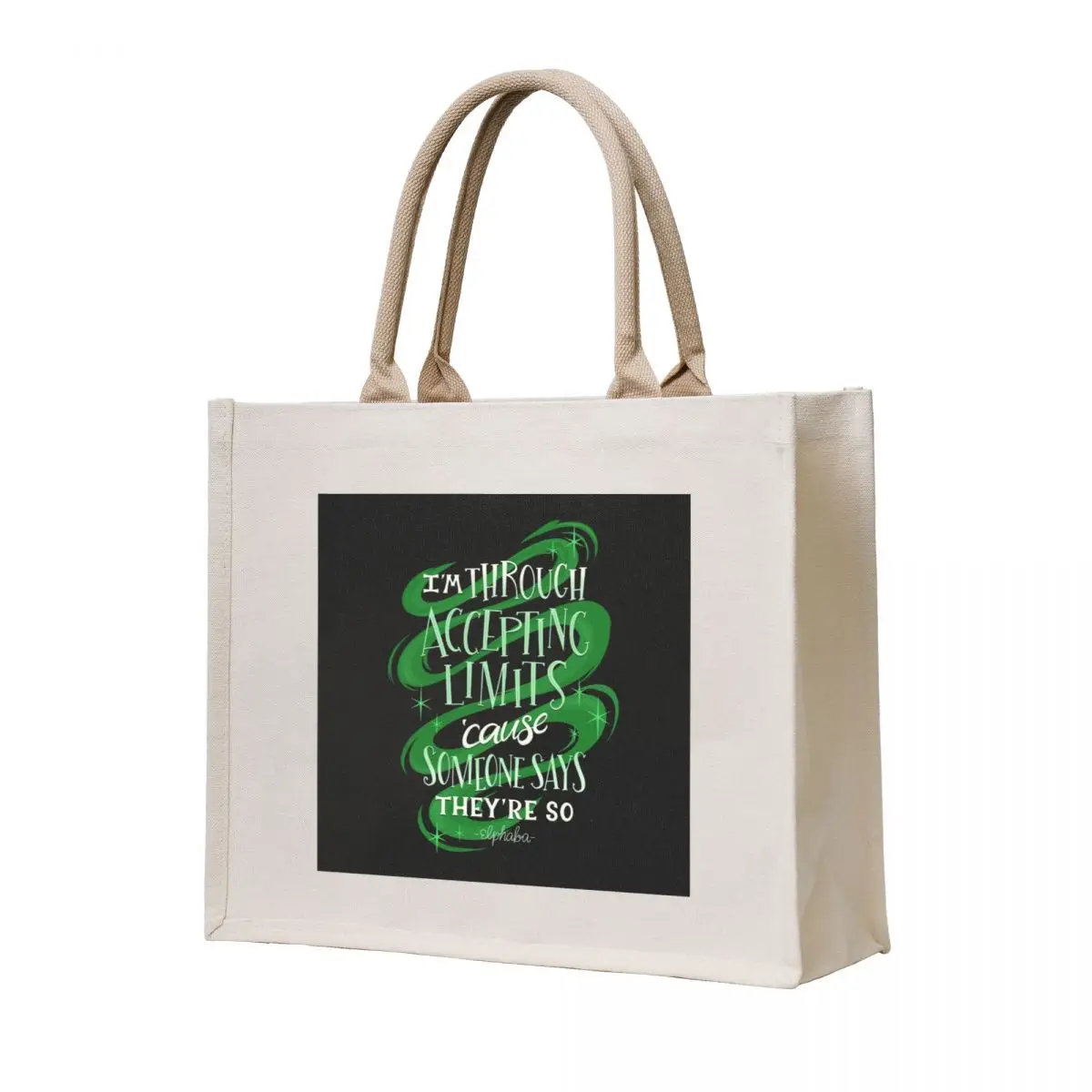 

Wicked Defying Gravity Elphaba Musical Quote Tote Bag reusable shopping bag Portable shopping bag hand ladies