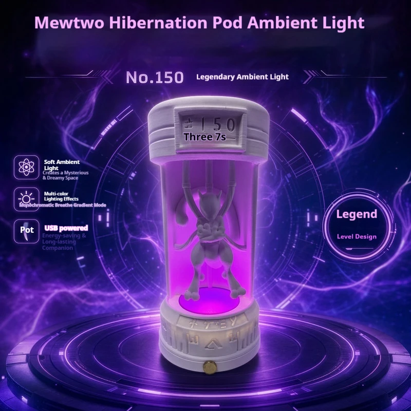 Hot Mewtwo Figure Incubation Capsule Led Night Light Multi Color Optional Collectible Trendy Toy Desktop Decoration Toy