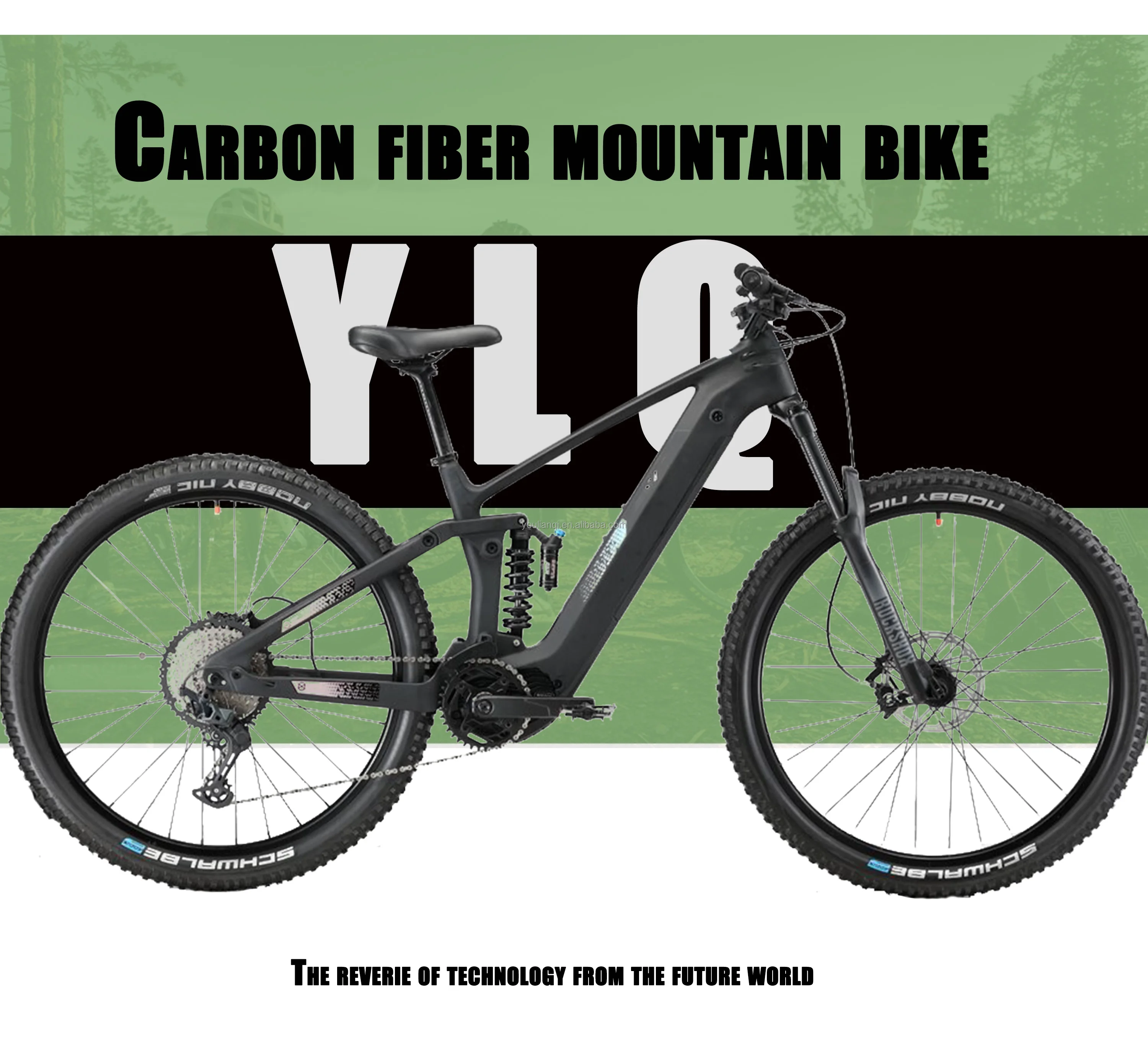 Mid Drive Electric Mountain Bike Carbon Fiber Full Suspension Ebike With 60KM Range Lithium Battery