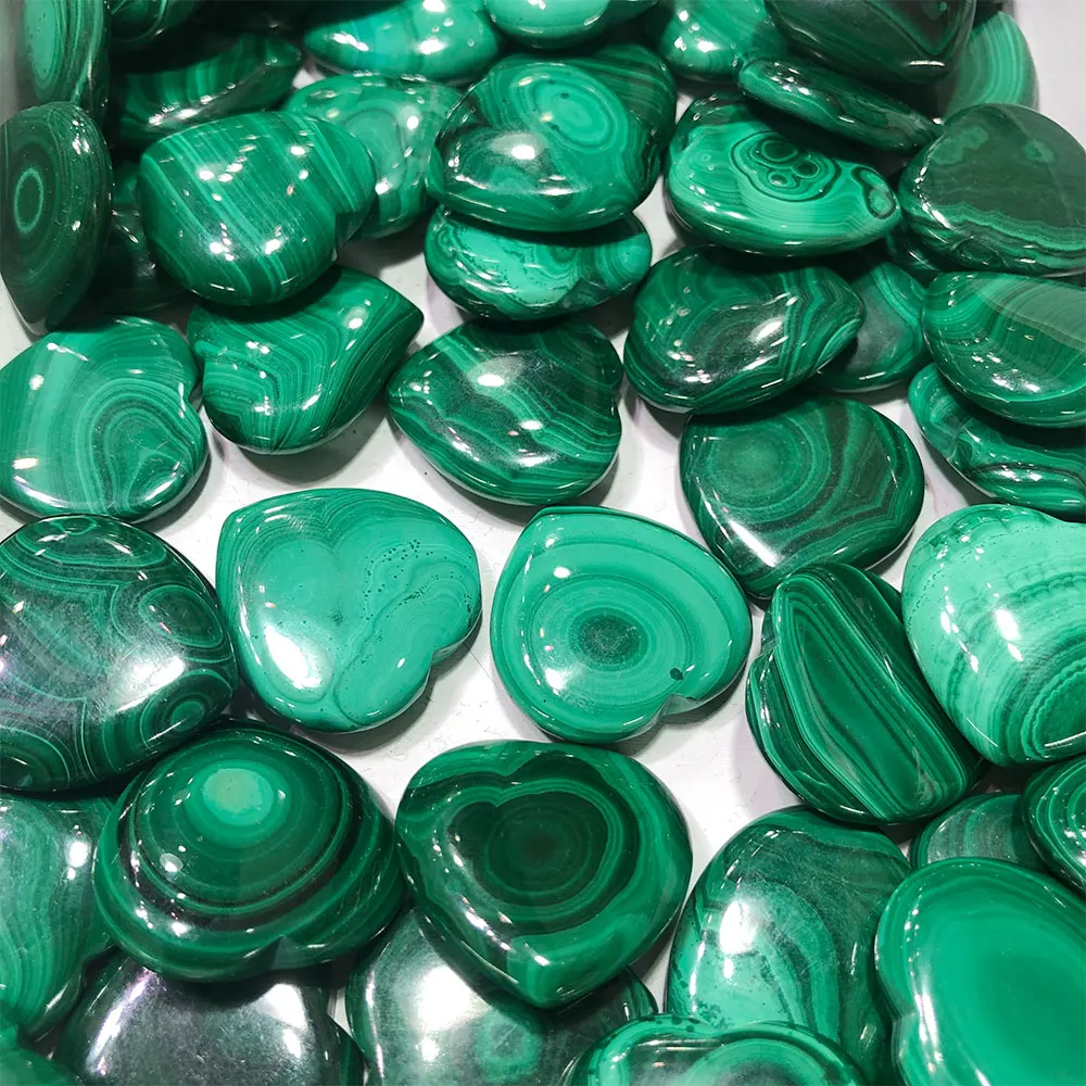 

1pc Malachite Natural Stone Crystal Heart DIY Gemstone Home Decor Quartz Crystals Healing Reiki Green Stone Spiritual Meditation