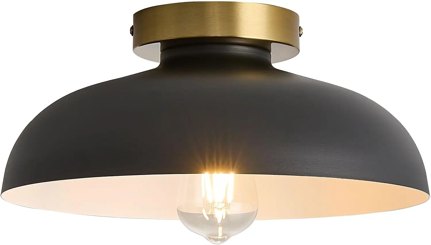 

Modern Semi Flush Ceiling Light, Industrial Black Gold Fixture, E26 Ceramic Lamp for Kitchen Hallway Bedroom (11.8 Inch)