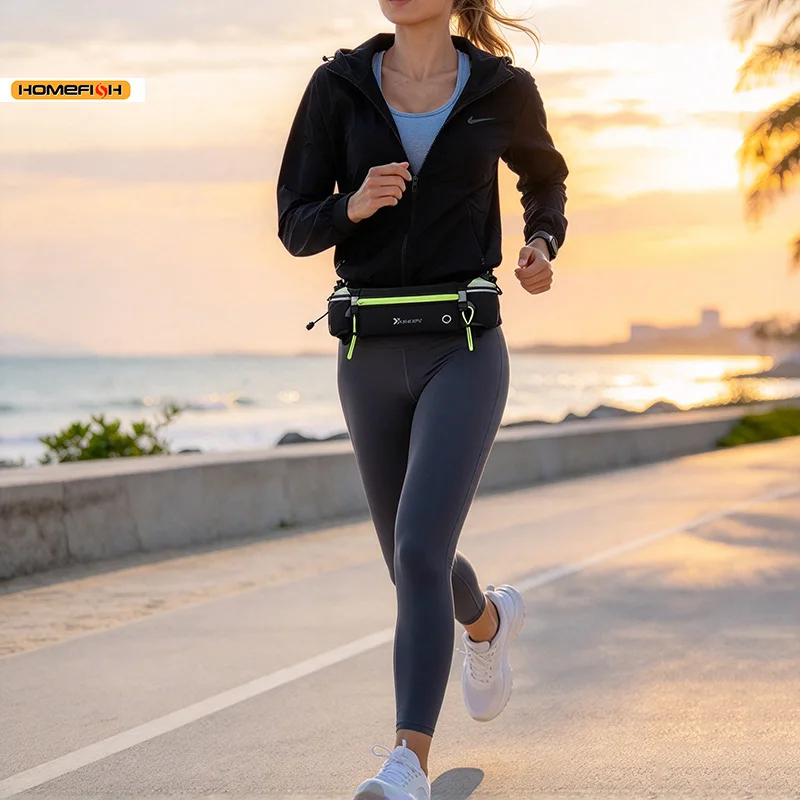 HOMEFISH Running Belt with Water Bottles, 7-inch Phone Fanny Pack for Hiking Marathon Trail Men Women