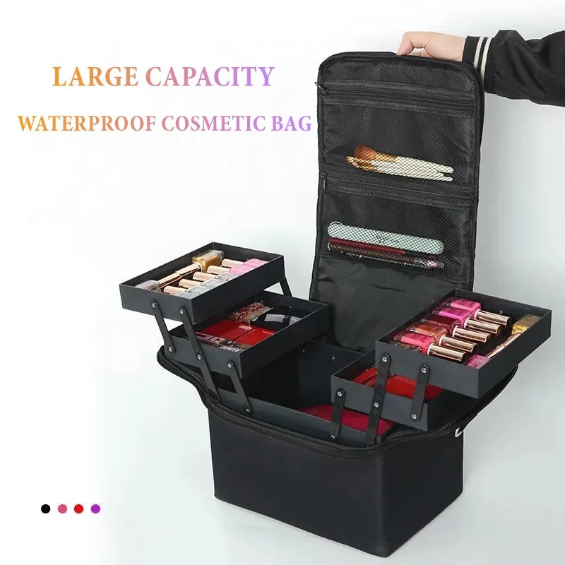 

Large Capacity Women's Cosmetics Bag Makeup Case Multi-layer Manicure Hairdressing Suitcase Travel Tool Storage Organizer