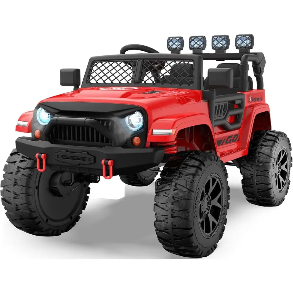 2 Seater Ride On Car for Kids, EVA Tires, 24V 4WD Electric Car w/Remote Control, Bluetooth, LED Lights, Ride On Truck for Boys a