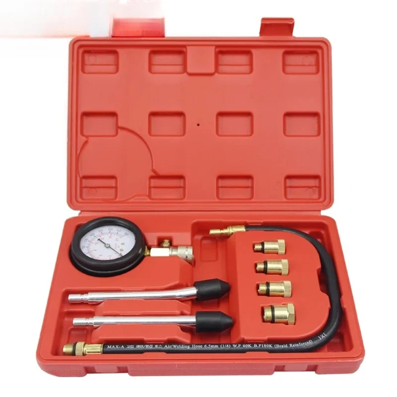 

New Compression Tester Pressure Gauge Tester Kit Motor Auto Petrol Gas Engine Cylinder Motorcycle Pressure Gauge with Adapter