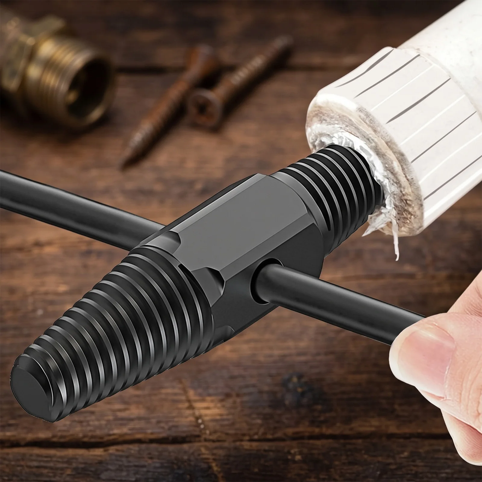 Double Head Pipe Extractor Tool, 1/2 & 3/4 Inch Carbon Steel Broken Nipple Remover for Rusted Water Pipes and Fittings